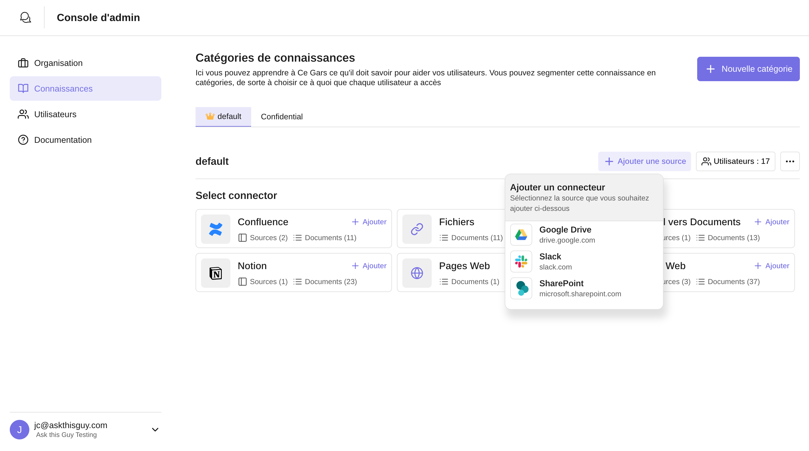 Ask This Guy Admin Console - Knowledge Management Interface