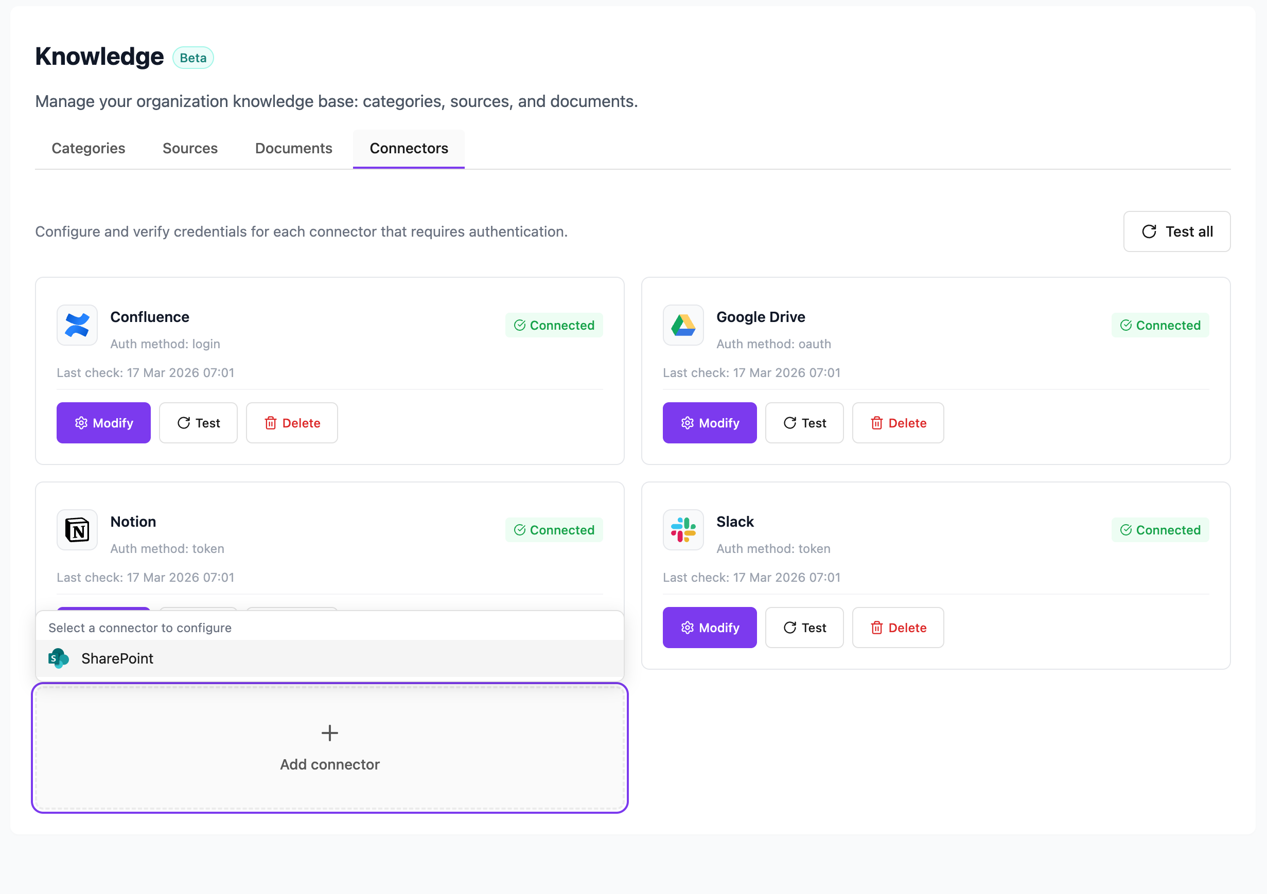Add a connector, select SharePoint