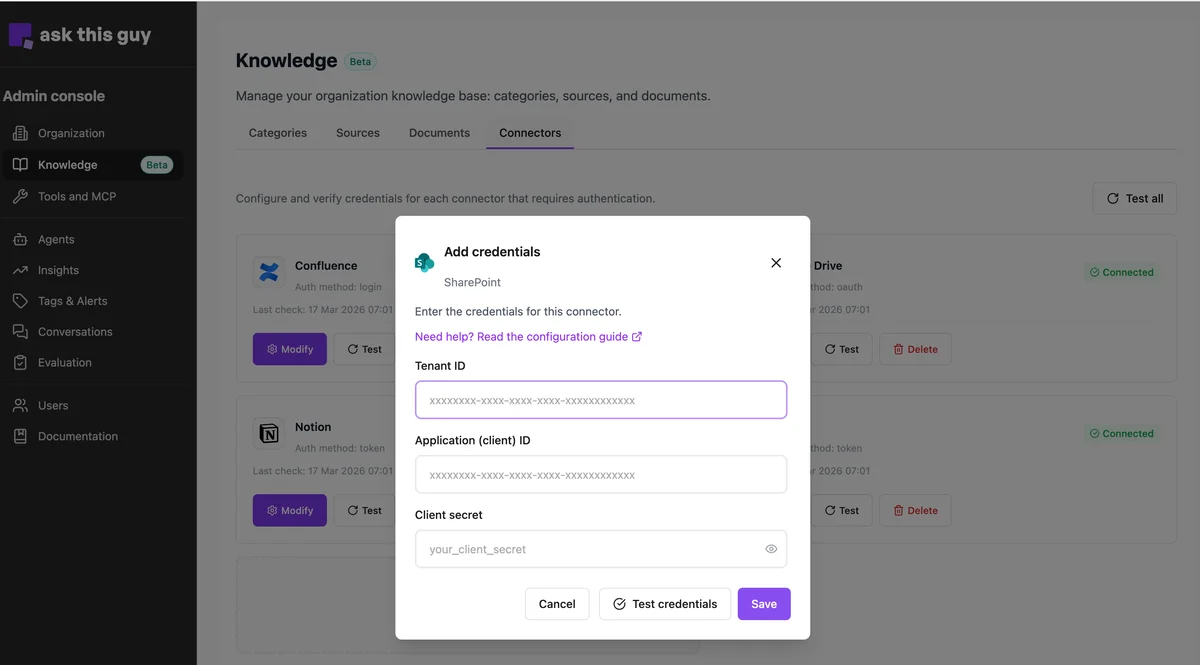 Add credentials