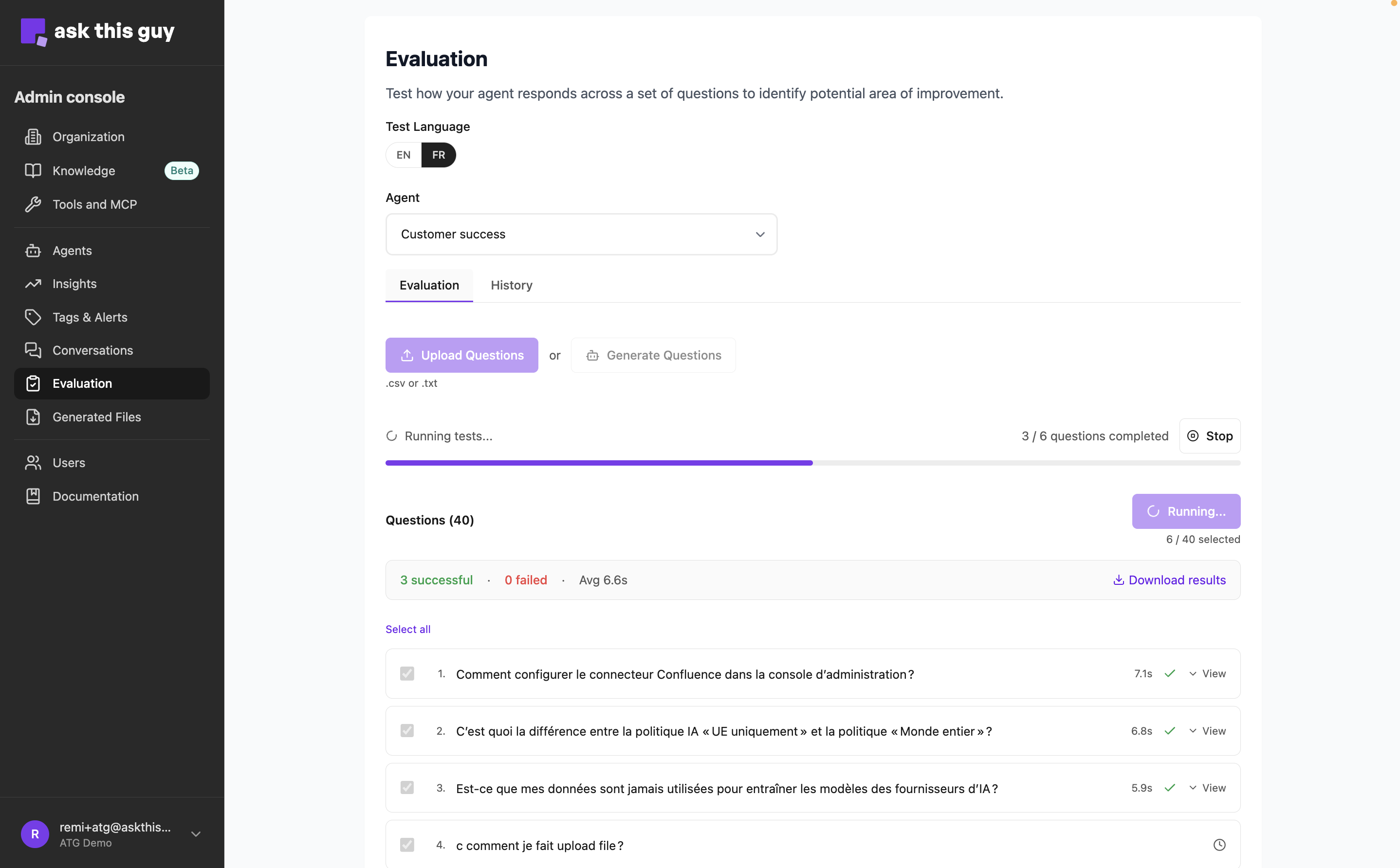 Agent Evaluation Interface