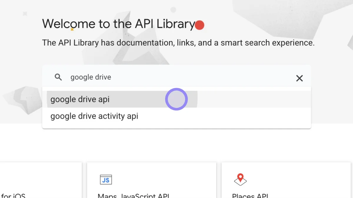 Google Cloud Console 'Google Drive API' Search Result