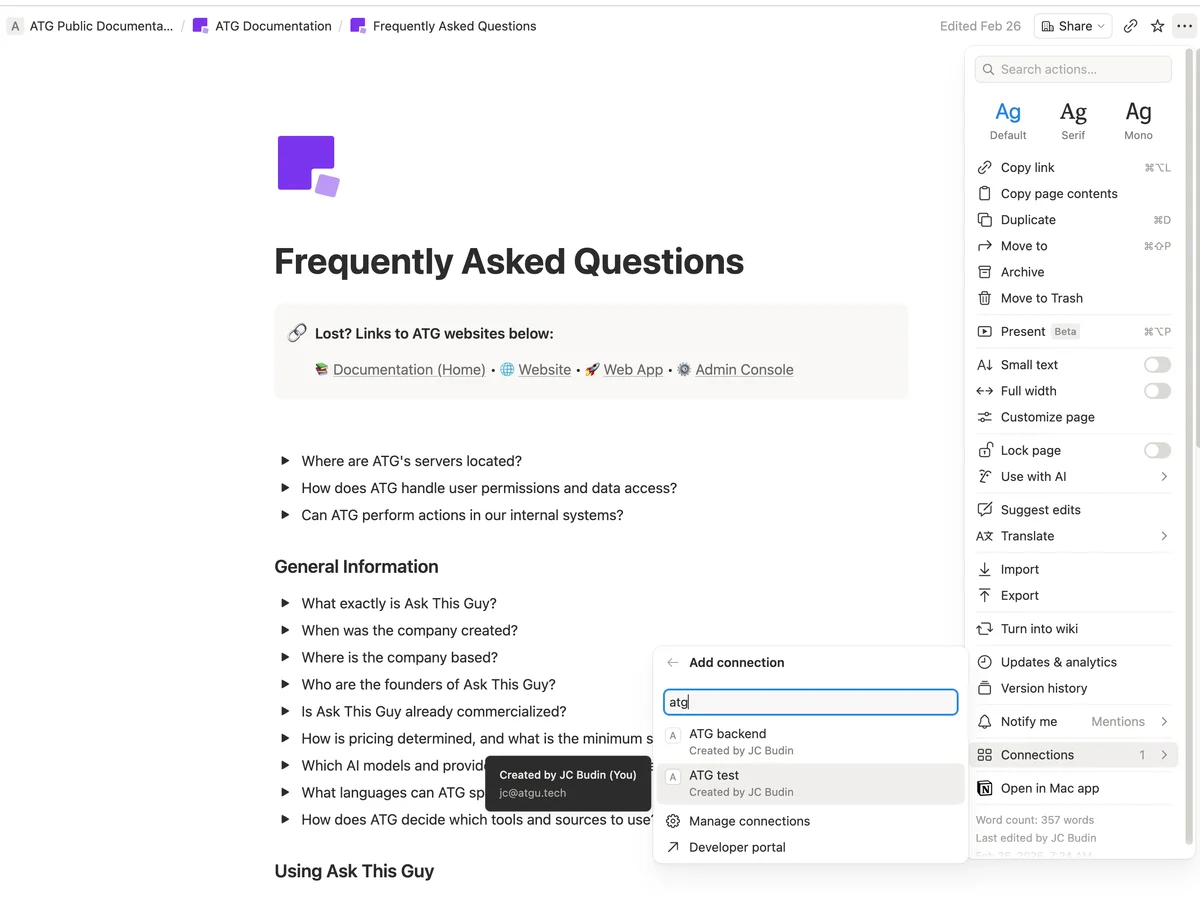 Notion, Add connection search