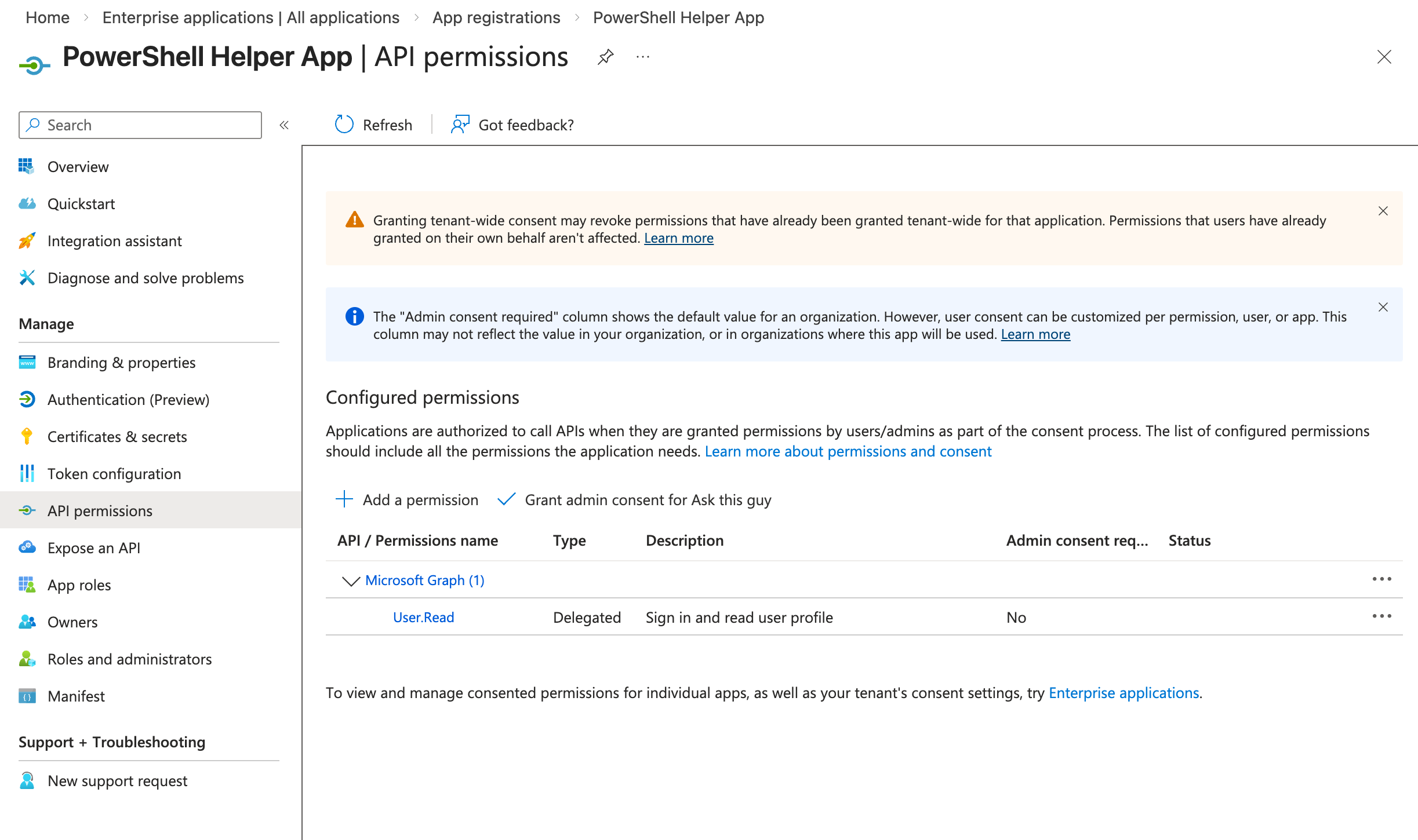 API permissions