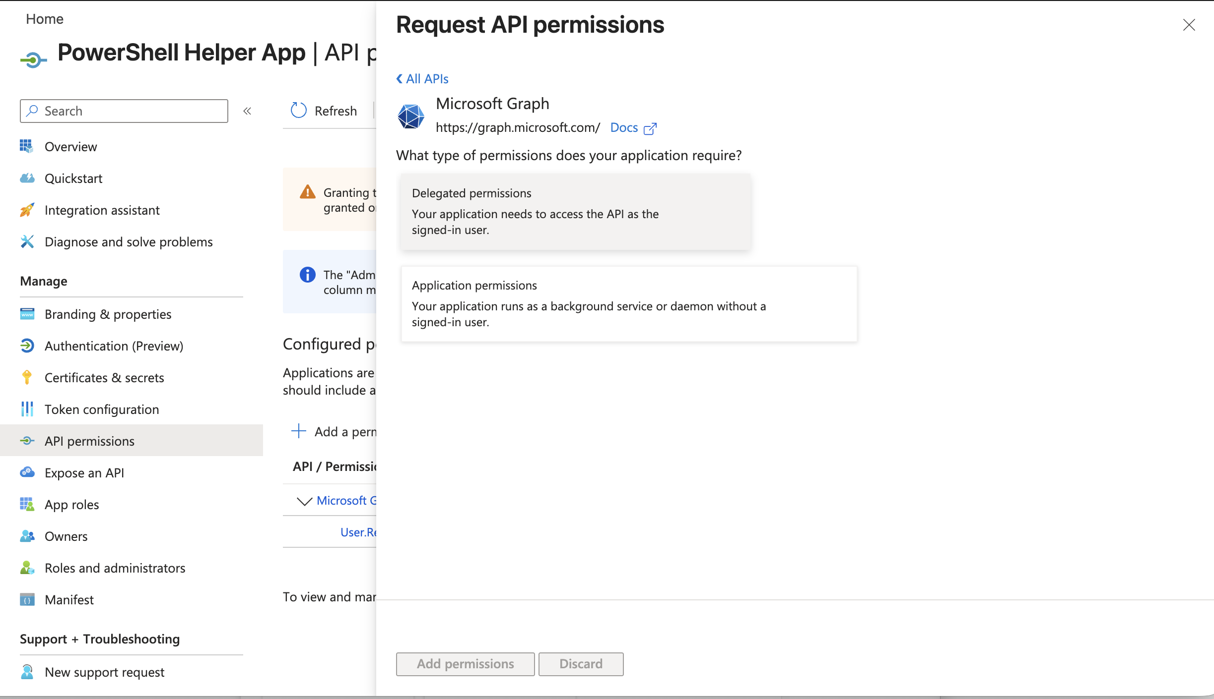 Delegated permissions