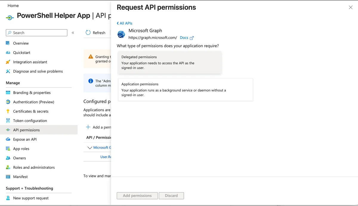 Delegated permissions