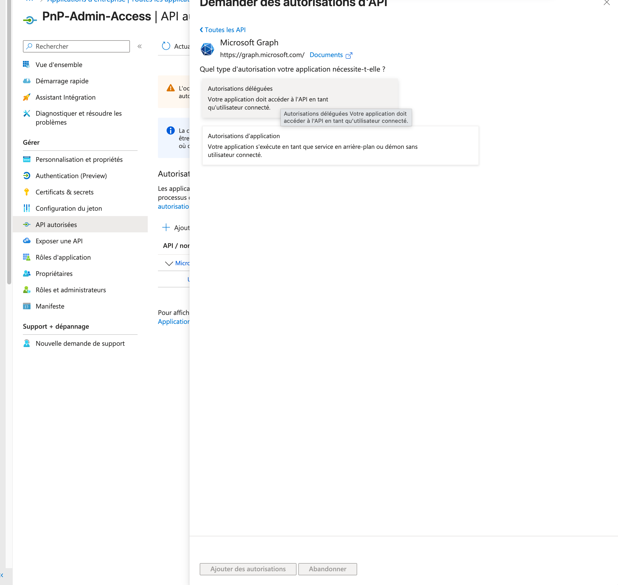 Autorisations déléguées