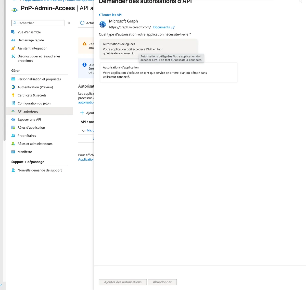 Autorisations déléguées