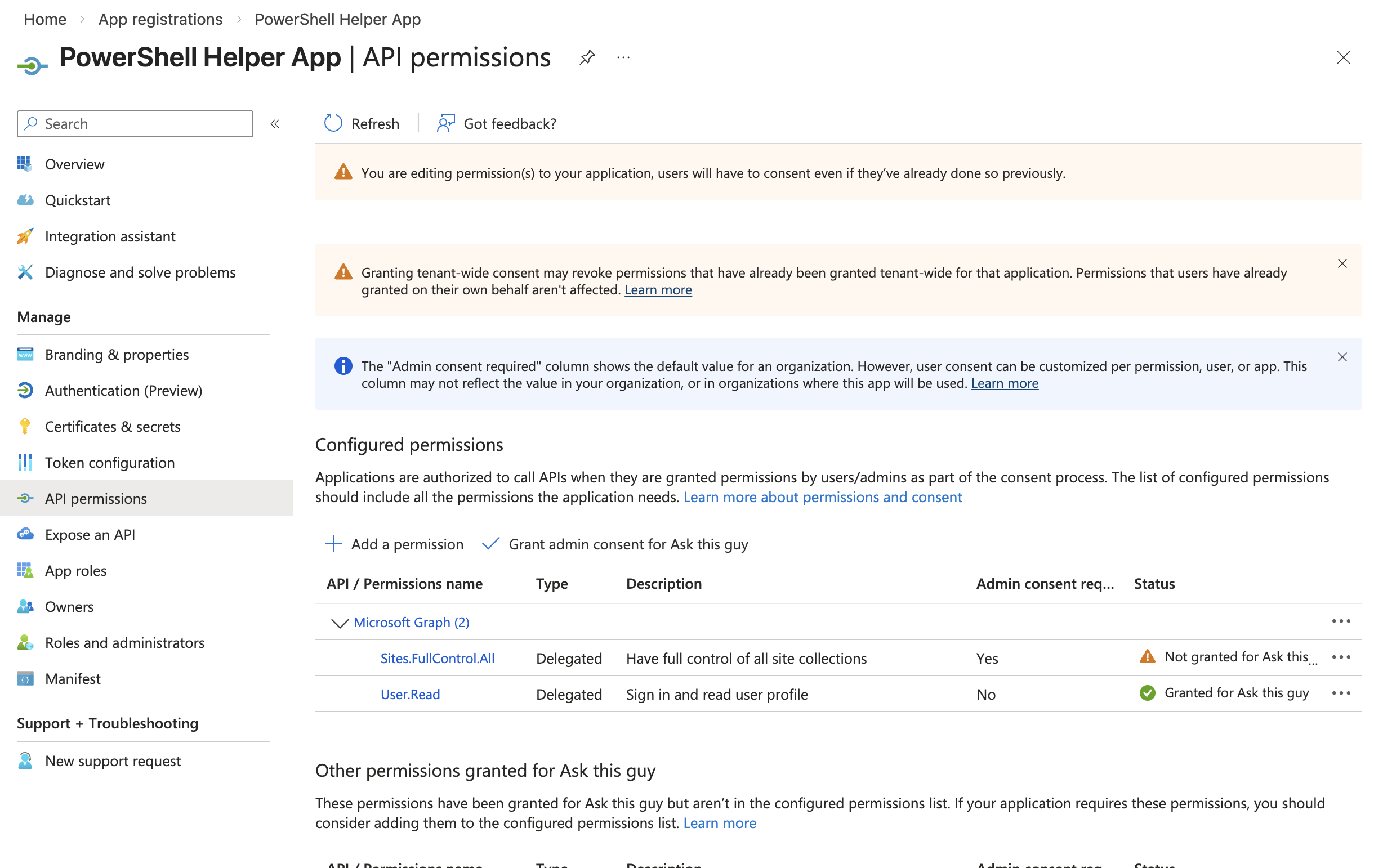 Application permissions