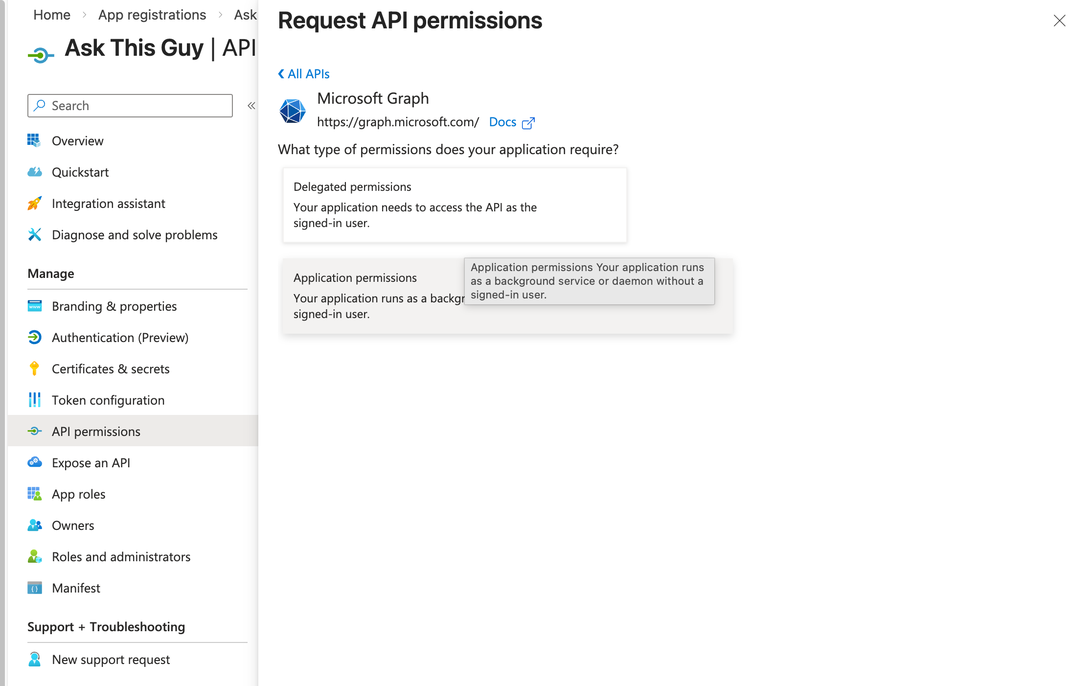 Application permissions