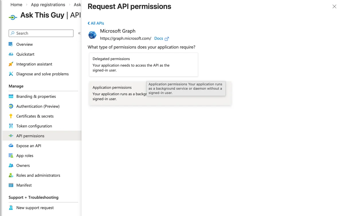 Application permissions
