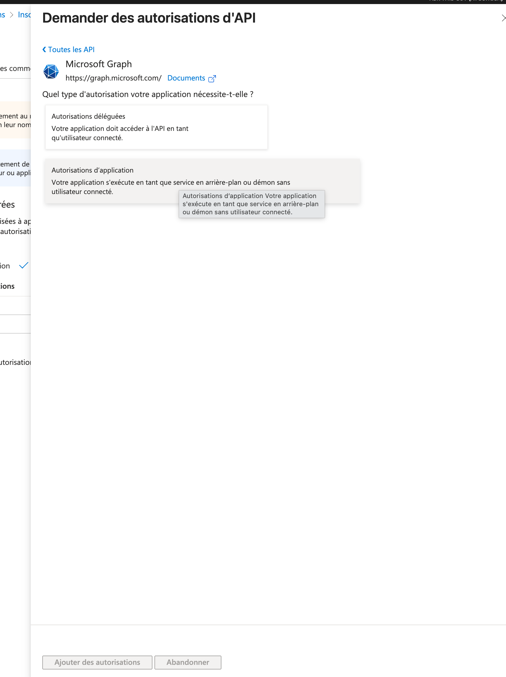Autorisations d'application