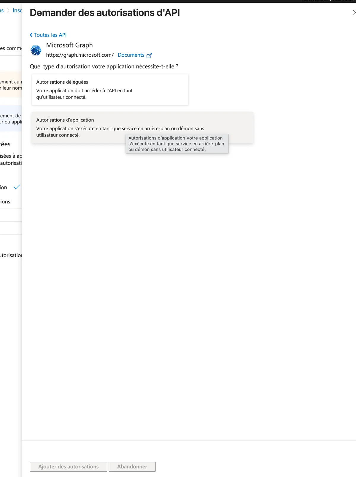 Autorisations d'application