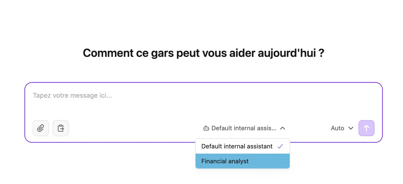 Choix d'un agent avant de démarrer une conversation dans la webapp ATG